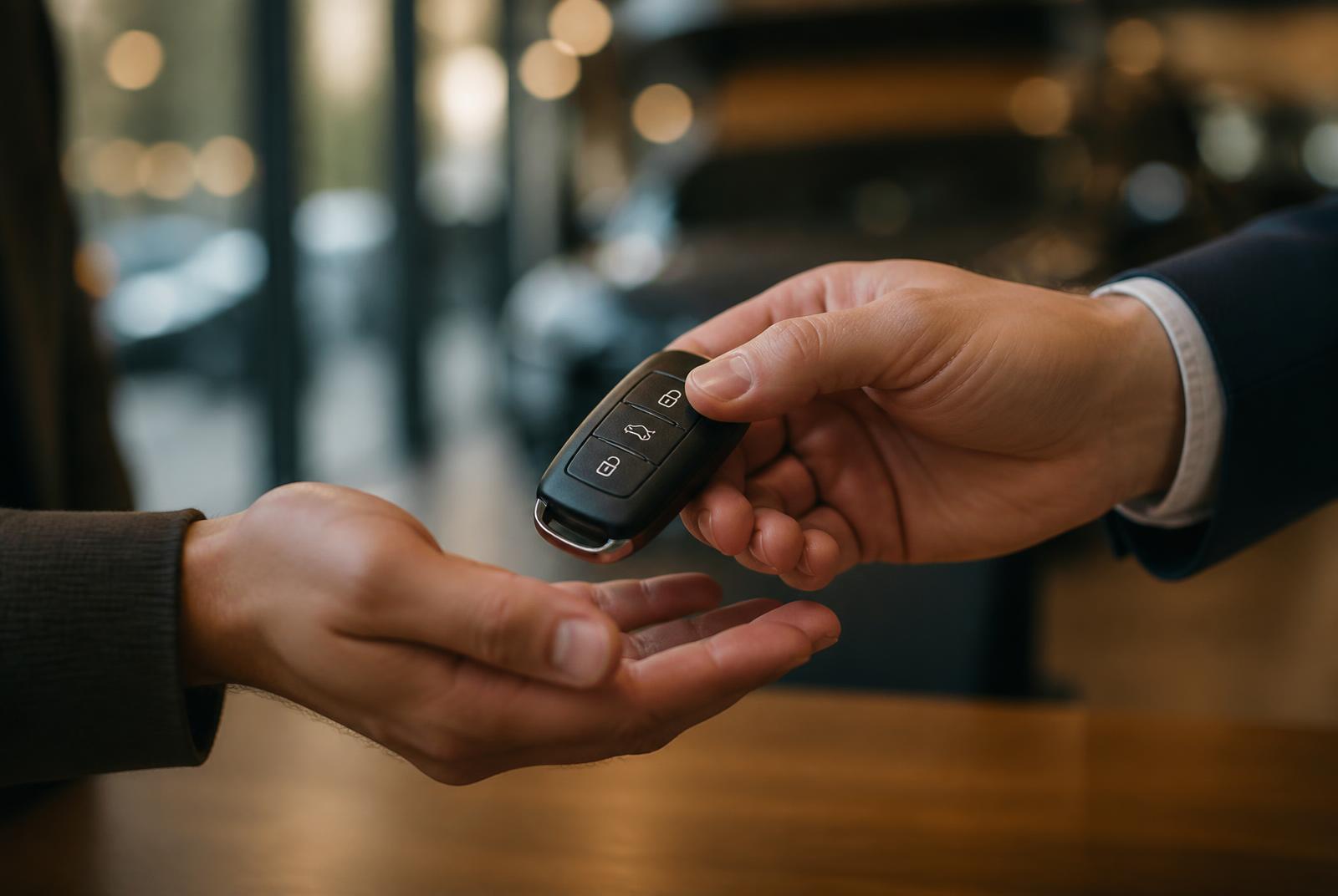 Keys handed to a customer at vehicle delivery