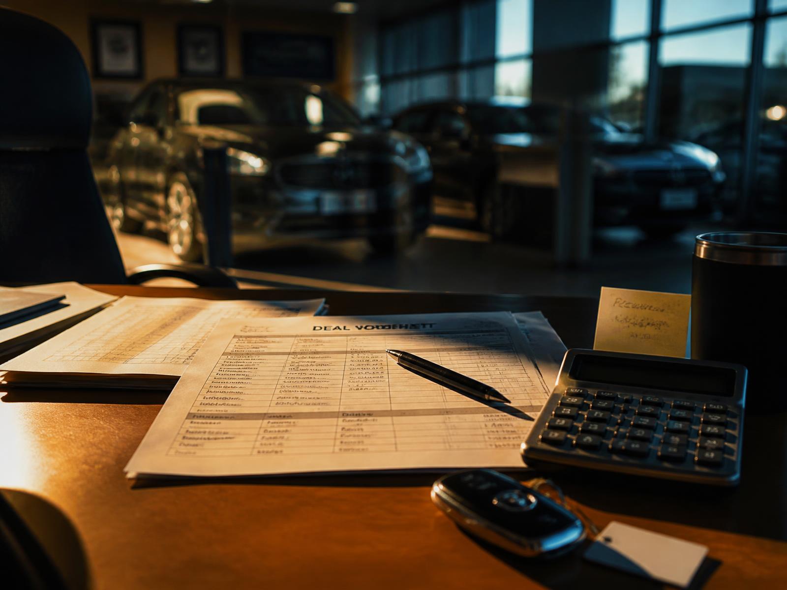 Sales manager desk with a deal worksheet